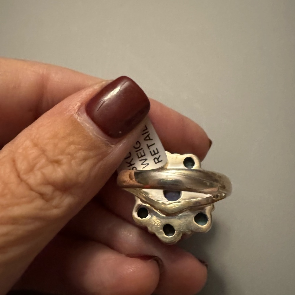 New with tags turquoise and lapis sterling silver ring adjustable - Picture 3 of 5